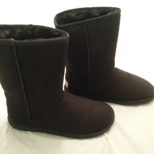 Ugg-Like Fashion Black Suede Winter Boots